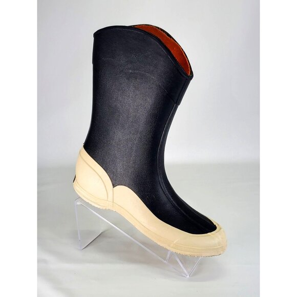 Cin Cin Women's Black / White Rubber Waterproof Rain Boot Size 8 1455 - Picture 9 of 12